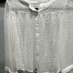 NWOT LOFT Textured White Button-Down Shirt